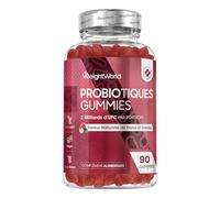 Gummies Probiotique 90 Gommes Vegan 45 Jours, Gummies Ferments Lactiques, 2 Milliards d'UFC de Bacillus Coagulan et Inuline, Saveur Fraise et Vanille, Complément Prebiotique et Probiotique