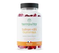 Gummies SAFRAN + Vit B6 | 60 Gummies Brevetés Safr’inside™ | Safran Rouge Sargol | Adultes et Enfants | Concentration - Anti-Stress - Humeur Positive | 30 Jours de Cure | Made in France | Terravita