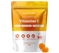 Gummies Vitamine C 250 mg - Daily Essentials - Contribue au Métabolisme Energétique Normal, Fonctionnement Normal du Système Immunitaire - 60 unités (2 mois) - Vegan, Sans Sucre - Bears with Benefits