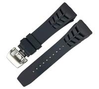 GUMMMY Bracelet de montre 25 mm en caoutchouc et silicone pour bracelet Richard Mille Boucle pliable en acier inoxydable Bleu Accessoires de montre Bracelet bleu, 25mm Black Buckle, Agate