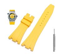 GUMMMY Bracelet de montre en caoutchouc 27 mm pour montre de sport AP 15703 26470SO Royal Oak Offshore pour homme(Yellow No buckle,28mm)