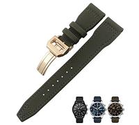 GUMMMY Bracelet de montre en cuir et fibre de nylon pour montre IWC IW377729 IW389001 Big Pilot Vert Bleu Noir 20 mm 21 mm 22 mm, 20 mm, Agate