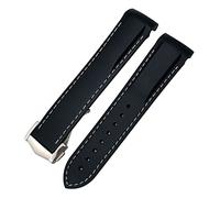 GUMMMY Bracelet de montre incurvé en caoutchouc pour Omega Speedmaster Moonwatch Seamaster 300 AT150 20 mm, Rose Buckle, Agate