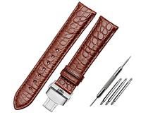 GUMMMY Bracelet double face en cuir de crocodile pour toutes les marques de bracelets de montre 18 mm, 19 mm, 20 mm, 21 mm, 22 mm pour homme, 15mm, Agate
