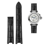 GUMMMY Bracelet en cuir de vachette concave marron noir avec boucle déployante pour montre Cartier PASHA WSPA0009 18 x 10 mm 20 x 12 mm, 18.10mm, Agate
