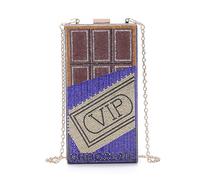 GUMMMY Diamond VIP Sac Pochette Chocolat Pierre Acrylique Sac Téléphone, bleu, Taille unique