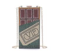 GUMMMY Diamond VIP Sac Pochette Chocolat Pierre Acrylique Sac Téléphone, Vert, Taille unique