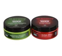 Gummy Set de cires coiffantes pour hommes avec cheveux courts et longs Cire Matte Finish (150 ml, finition mate) et cire Ultra Hold