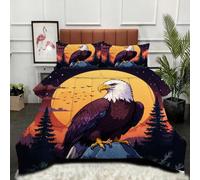 Gumntun Couette 160x200 cm Aigle à TêTe Violette, Célibataire Couverture Microfibre Imprimée Lavable en Machine, Parure de Lit 4 Saisons Légère Chaud avec 2 Taies d'oreiller_22271a