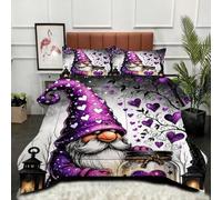 Gumntun Couette 160x200 cm Personne âGéE Violette, Célibataire Couverture Microfibre Imprimée Lavable en Machine, Parure de Lit 4 Saisons Légère Chaud avec 2 Taies d'oreiller_21851a