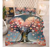 Gumntun Couette 200 x 200 cm CœUr Coloré, Couette sans Housse 2 Personnes en Microfibre, Couette Tempérée Douceur Lavable en Machine mit 2 Taies d'oreiller 65 x 65 cm_i517