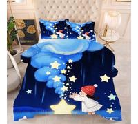 Gumntun Couette 200 x 200 cm éToiles Jaunes, Couette sans Housse 2 Personnes en Microfibre, Couette Tempérée Douceur Lavable en Machine mit 2 Taies d'oreiller 65 x 65 cm