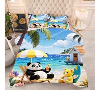 Gumntun Couette 200 x 200 cm Panda Blanc, Couette sans Housse 2 Personnes en Microfibre, Couette Tempérée Douceur Lavable en Machine mit 2 Taies d'oreiller 65 x 65 cm_i434
