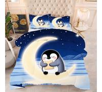 Gumntun Couette 200 x 200 cm Pingouin Gris, Couette sans Housse 2 Personnes en Microfibre, Couette Tempérée Douceur Lavable en Machine mit 2 Taies d'oreiller 65 x 65 cm