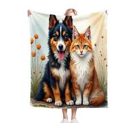 Gumntun Couverture pelucheuse de style imprimé 3D pour très grand lit, motif chat et chien noir, couverture pelucheuse en microfibre pour lit, canapé, sofa, 218,4 x 239,8 cm