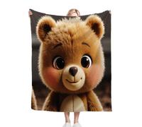 Gumntun Couverture Plaid Polaire 150 x 200 Enfant Animaux Ours, 3D Impression Douce Moelleuse Flanelle Polaire de Lit, Couverture Exquise et Chaude pour Toutes Les Saisons_12239a