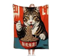 Gumntun Couverture Plaid Polaire 150 x 200 Enfant Chat Animé Nouilles, 3D Impression Douce Moelleuse Flanelle Polaire de Lit, Couverture Exquise et Chaude pour Toutes Les Saisons_B10599
