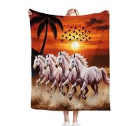 Gumntun Couverture Plaid Polaire 150 x 200 Enfant Cheval Orange, 3D Impression Douce Moelleuse Flanelle Polaire de Lit, Couverture Exquise et Chaude pour Toutes Les Saisons_B10203