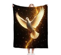 Gumntun Couverture Plaid Polaire 150 x 200 Enfant Colombe Blanche de La Paix, 3D Impression Douce Moelleuse Flanelle Polaire de Lit, Couverture Exquise et Chaude pour Toutes Les Saisons