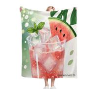 Gumntun Couverture Plaid Polaire 150 x 200 Enfant PastèQue Rose, 3D Impression Douce Moelleuse Flanelle Polaire de Lit, Couverture Exquise et Chaude pour Toutes Les Saisons