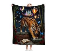 Gumntun Couverture Plaid Polaire 150 x 200 Enfant Rose Tigre 3D, 3D Impression Douce Moelleuse Flanelle Polaire de Lit, Couverture Exquise et Chaude pour Toutes Les Saisons_B11199