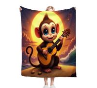 Gumntun Couverture Plaid Polaire 150 x 200 Enfant Singe de Dessin Animé, 3D Impression Douce Moelleuse Flanelle Polaire de Lit, Couverture Exquise et Chaude pour Toutes Les Saisons