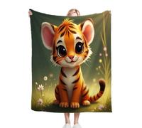 Gumntun Couverture Plaid Polaire Enfant 130x150 Enfant Tigre Jaune, Plaid Polaire en Microfibre, Jeté de Canapé pour Adultes et Enfants Rester Chaud en Hiver