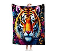 Gumntun Couverture Plaid Polaire Enfant 130x150 Tigre Jaune, Plaid Polaire en Microfibre, Jeté de Canapé pour Adultes et Enfants Rester Chaud en Hiver