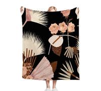 Gumntun Couverture Polaire 180x220 Adulte Impression Florale VéGéTale, Confortable et Respirante Couverture de Canapé Climatisée, Epaisse Douce Plaid Polaire pour Voyager Lit ou Canapé_B9988