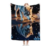 Gumntun Couverture Polaire 180x220 Adulte Jeune Homme Loup Ciel éToilé, Confortable et Respirante Couverture de Canapé Climatisée, Epaisse Douce Plaid Polaire pour Voyager Lit ou Canapé_22092a