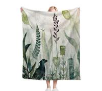 Gumntun Couverture Polaire 220x240 Adulte Impression VéGéTale Verte, Plaid Polaire Douillette avec Motif, Couverture de canapé climatisée pour Adultes Rester Chaud en Hiver_B10043