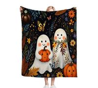Gumntun Couverture Polaire 220x240 Adulte Motifs FantôMes, Plaid Polaire Douillette avec Motif, Couverture de canapé climatisée pour Adultes Rester Chaud en Hiver