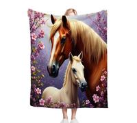 Gumntun Couverture Polaire 240 x 260 Deux Chevaux, Toutes Saisons Jete de Canape, Légère Durable Couverture de Lit Décorative de Chambre pour Adolescents et Adultes