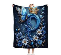 Gumntun Couverture Polaire 240 x 260 Lettre P Bleue, Toutes Saisons Jete de Canape, Légère Durable Couverture de Lit Décorative de Chambre pour Adolescents et Adultes