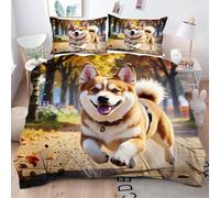 Gumntun Housse de Couette 140x200 cm 3 Pièces Corgi, 3D Imprimé Ensemble de Literie en Microfibre, Lavable en Machine Parure de Lit avec 2 Taie d'oreiller 65x65 cm_3460a