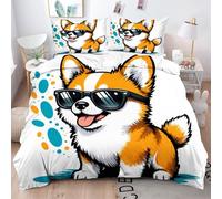 Gumntun Housse de Couette 160x200 cm Corgi, Microfibre 3D Imprimée Parure de Lit avec Fermeture Éclair, Parure de Lit Doux Imprimé Housse Couette 2 Taie d'oreiller 65x65 cm_3403a