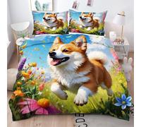Gumntun Housse de Couette 160x200 cm Corgi, Microfibre 3D Imprimée Parure de Lit avec Fermeture Éclair, Parure de Lit Doux Imprimé Housse Couette 2 Taie d'oreiller 65x65 cm_2915a