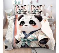 Gumntun Housse de Couette 160x200 cm Panda Animé, Microfibre 3D Imprimée Parure de Lit avec Fermeture Éclair, Parure de Lit Doux Imprimé Housse Couette 2 Taie d'oreiller 65x65 cm