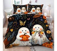 Gumntun Housse de Couette 200x200 cm Motifs FantôMes, Imprimé Parure Housse de Couette en Microfibre, 3D Linge de Lit 2 Personnes Adulte avec 2 Taies d'oreiller 65x65 cm