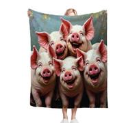Gumntun Jeté de lit 101,6 x 127 cm, motif cochon rose, couverture pelucheuse chaude en flanelle imprimée de style 3D, pour lit, canapé, sofa et voyage - 100 x 130 cm