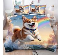 Gumntun Parure de Lit 160x200 cm Corgi, Housse de Couette 3D Imprimé en Microfibre, Ensemble de Literie avec Fermeture Éclair pour Adolescents Garçon Fille Cadeaux_3169a
