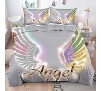 Gumntun Parure de Lit 220x240 cm Ailes d'ange, Facile d'entretien Ensemble de Literie avec Fermeture Éclair, 3D Imprimé Parure Housse de Couette pour Décoration de Chambre à Couche