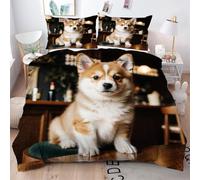 Gumntun Parure de Lit 220x240 cm Corgi, Facile d'entretien Ensemble de Literie avec Fermeture Éclair, 3D Imprimé Parure Housse de Couette pour Décoration de Chambre à Couche_3187a