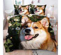 Gumntun Parure de Lit 220x240 cm Corgi, Facile d'entretien Ensemble de Literie avec Fermeture Éclair, 3D Imprimé Parure Housse de Couette pour Décoration de Chambre à Couche_3208a