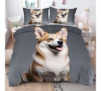 Gumntun Parure de Lit 220x240 cm Corgi, Facile d'entretien Ensemble de Literie avec Fermeture Éclair, 3D Imprimé Parure Housse de Couette pour Décoration de Chambre à Couche_2802a