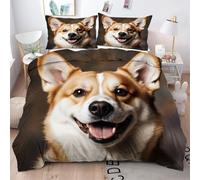 Gumntun Parure de lit 240 x 260 cm 3 Pièces Corgi, Linge de Lit en 3D Imprimé Microfibre, Ensemble de Literie Lavable en Machine et Facile d'entretien 2 Personnes_2829a