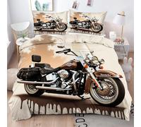 Gumntun Parure de lit 240 x 260 cm 3 Pièces Moto, Linge de Lit en 3D Imprimé Microfibre, Ensemble de Literie Lavable en Machine et Facile d'entretien 2 Personnes_3661a