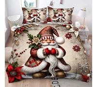 Gumntun Parure de Lit 240x260 cm GNOME de NoëL, Respirable Imprimée Housse de Couette, 3 Pièces Facile d'entretien Ensemble de Literie Microfibre Literie avec 2 Taies d'oreiller