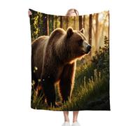 Gumntun Plaid Polaire 150 x 200 Animaux Ours, Couverture en Flanelle à Motif 3D, pour Adultes Enfants Rester Chaud en Hiver Couverture en Peluche Canapé-Lit Bureau_12113a