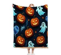 Gumntun Plaid Polaire 150 x 200 Citrouille Phosphorescente, Couverture en Flanelle à Motif 3D, pour Adultes Enfants Rester Chaud en Hiver Couverture en Peluche Canapé-Lit Bureau